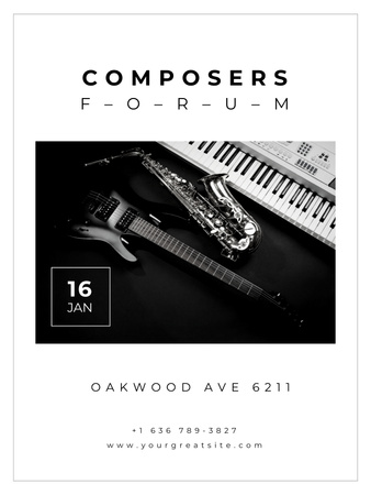 Composers Forum invitation Instruments on Stage Poster US Design Template