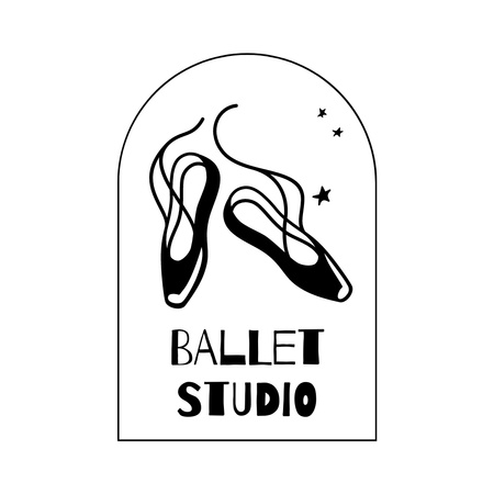 Ad of Ballet Studio with Illustration of Pointe Shoes Animated Logo Design Template