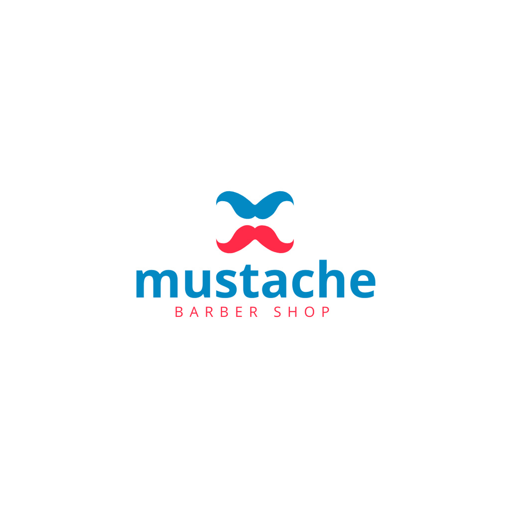 Barbershop Emblem with Moustache Logo 1080x1080pxデザインテンプレート