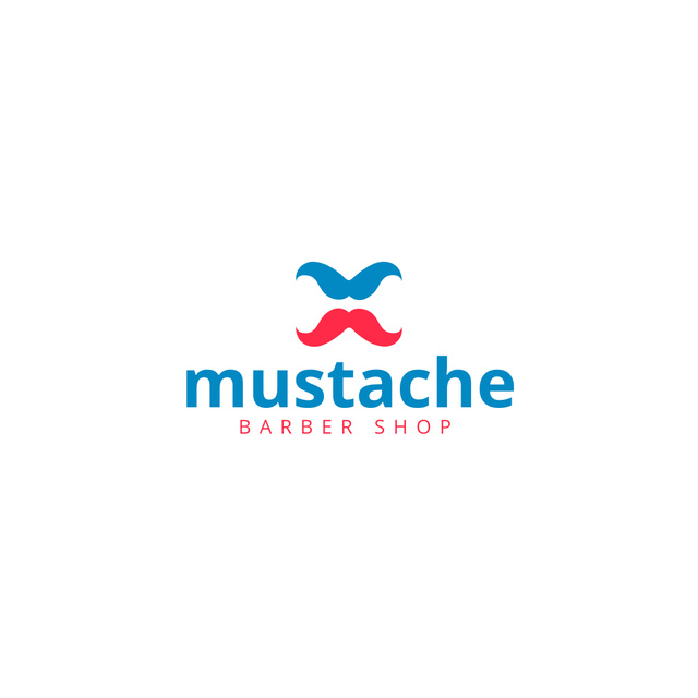 Barbershop Emblem with Moustache Logo 1080x1080px Modelo de Design