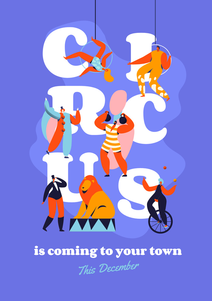 Plantilla de diseño de Bright Circus Show Announcement with Skillful Artists Poster 