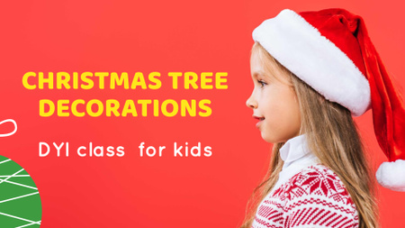 Christmas Decorations Offer with Cute Child in Santa's hat FB event cover Design Template