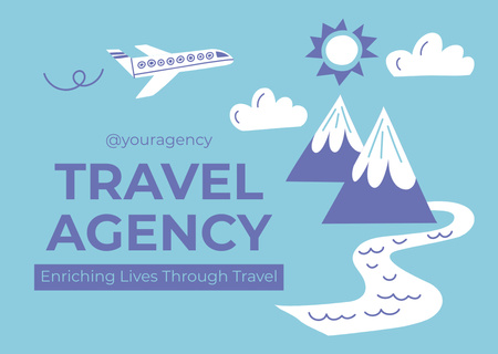 Plantilla de diseño de Oferta Simple Ilustrada de Agencia de Viajes Card 