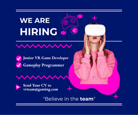 Search for Specialists VR Game Developer Team Facebook Design Template