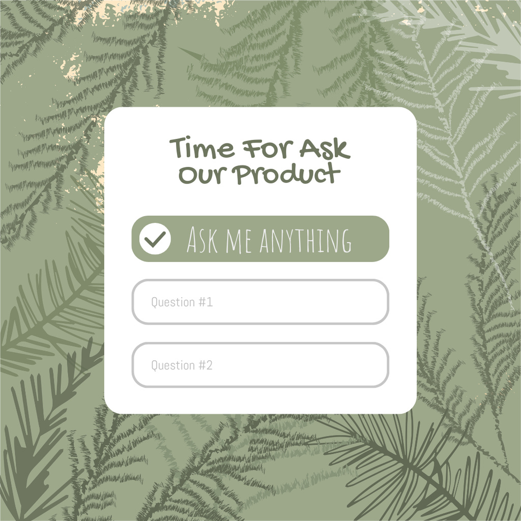 Tab for Asking Questions with Green Branches Instagram – шаблон для дизайна