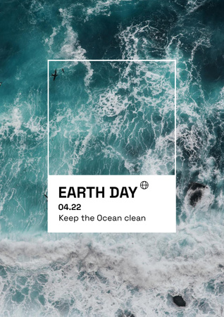 Earth Day Announcement with Sea Waves Poster Modelo de Design