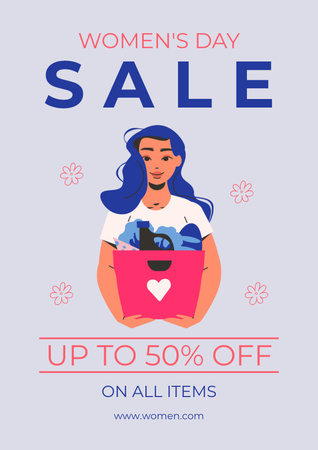 Sale with Discount on International Women's Day Poster Design Template