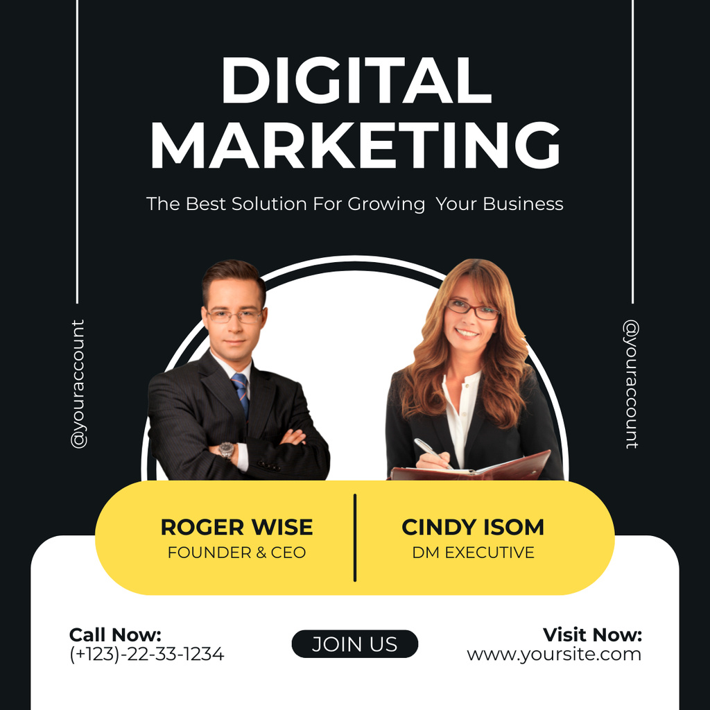 Modèle de visuel Best Business Growth Solutions from Digital Marketing Agency - LinkedIn post