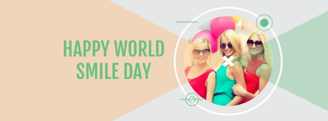 World Smile Day Ad with Smiling Friends Facebook cover Tasarım Şablonu