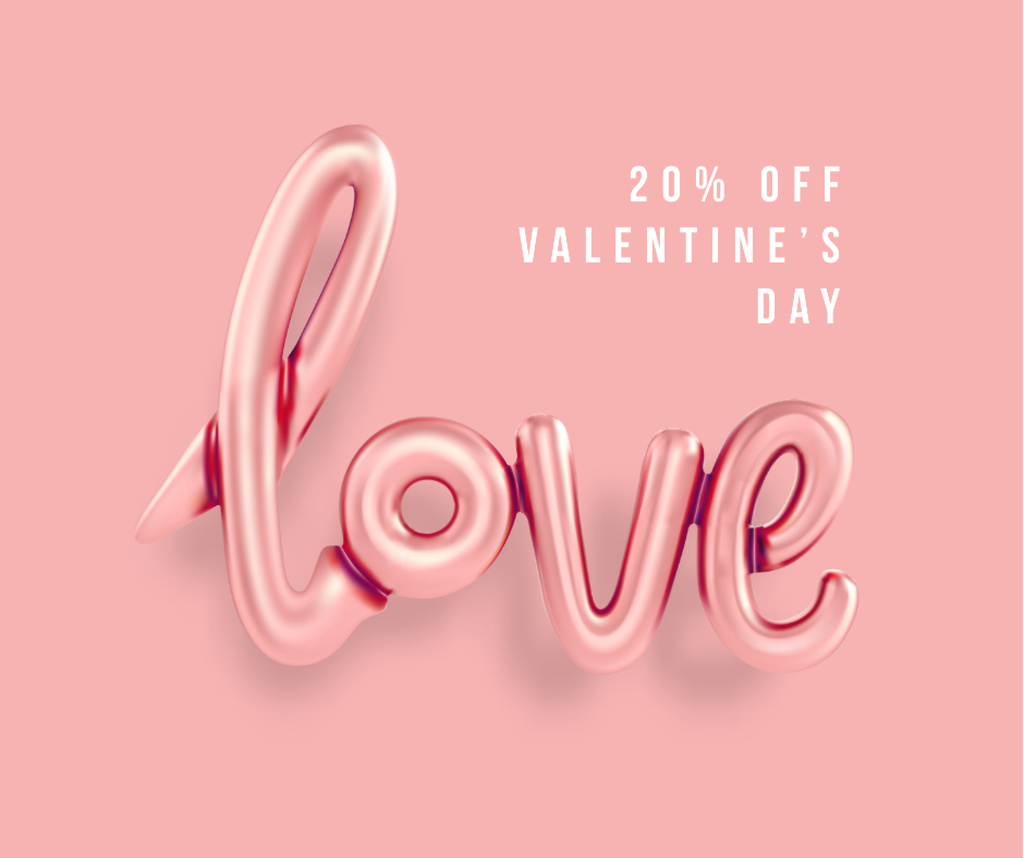 Valentine's Day sale with Love inscription Facebook Πρότυπο σχεδίασης