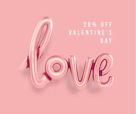 Valentine's Day sale with Love inscription Facebook Tasarım Şablonu