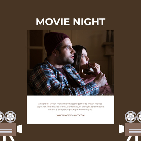 Movie Night Announcement with Young Couple Instagram Design Template