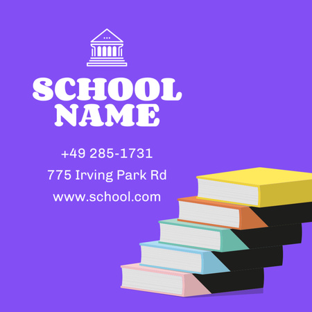 Advertisement for Educational Institution for Children Square 65x65mm Design Template