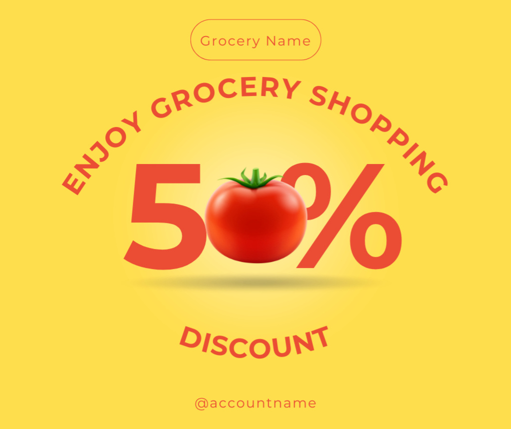 Discount For Shopping In Grocery Facebook Design Template