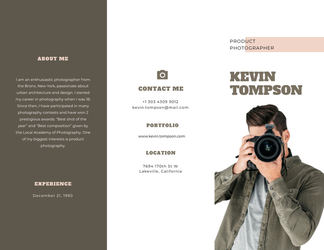 Template di design Professional Photographer Services Brochure 8.5x11in