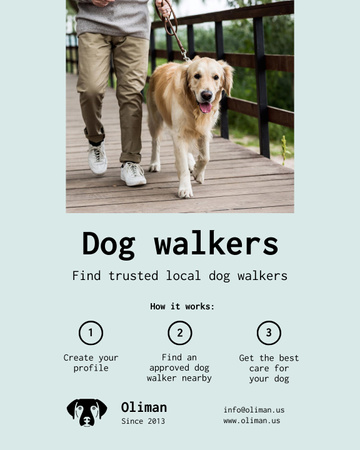 Dog Walking Services with Man with Golden Retriever Poster 16x20in Design Template