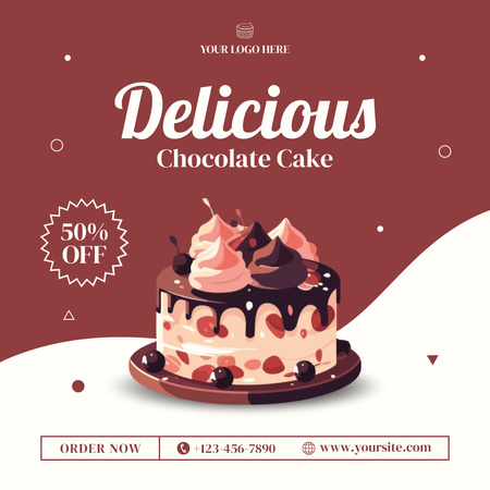 Delicious Chocolate Cakes Promo Instagram Design Template