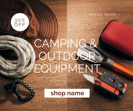 Plantilla de diseño de Oferta de equipo de camping al aire libre Large Rectangle 