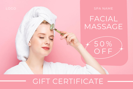 Designvorlage Facial Roller Massage für Gift Certificate