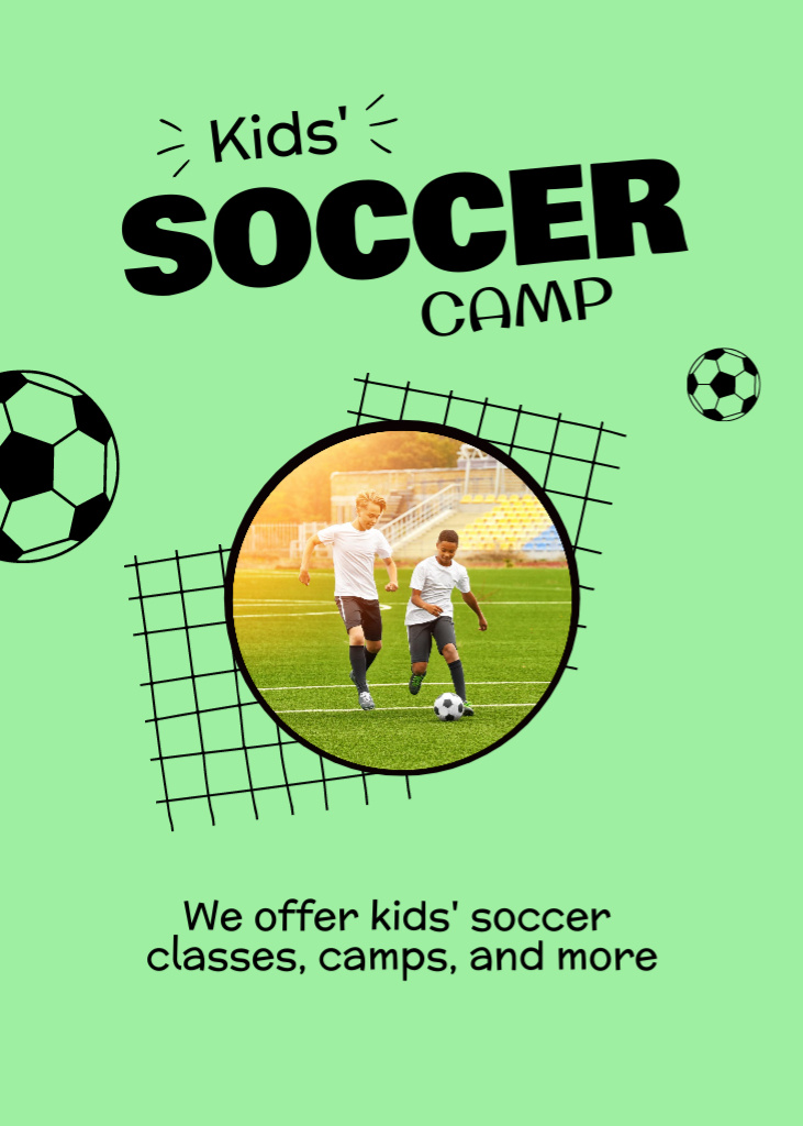 Kids' Soccer Camp Ad Flayer Design Template
