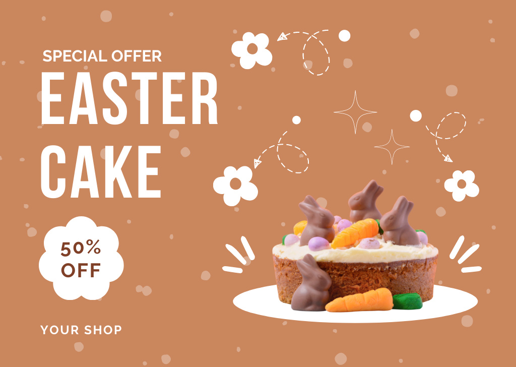 Special Discount on Easter Сakes Card Design Template