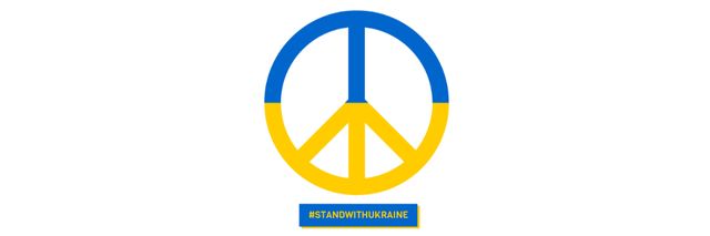 Heartfelt Peace Sign with Ukrainian Flag Colors Email header Modelo de Design