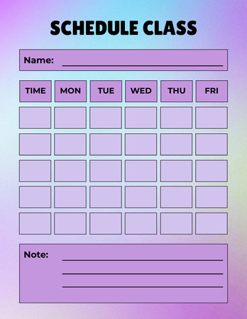 Platilla de diseño School Class Timetable in Purple Notepad 8.5x11in