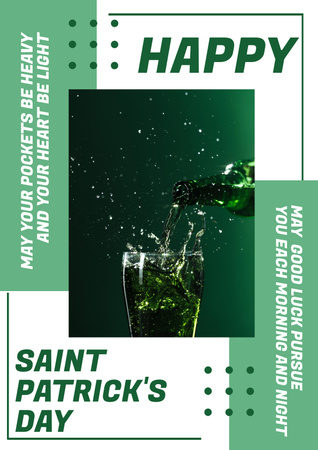 Holiday Luck Wishes for St. Patrick's Day With Beverage Poster Design Template