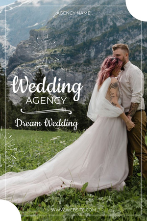 Wedding Planner Agency Ad with Loving Couple Pinterest Design Template