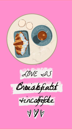 Croissants and Coffee for Valentine's Day Instagram Video Story Modelo de Design