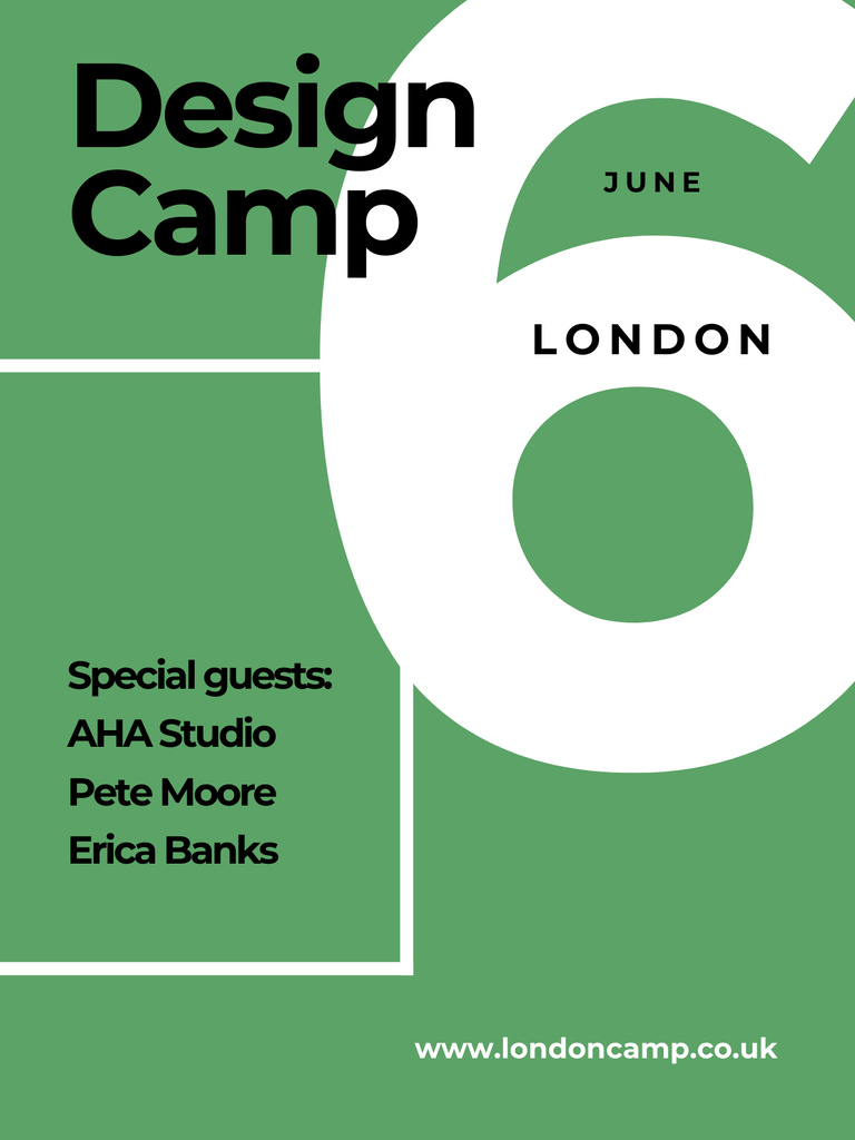 Design Camp Invitation on Green Poster US Modelo de Design