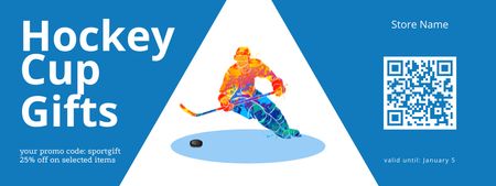 Platilla de diseño Sports Store Ad with Hockey Player Coupon