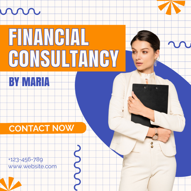 Offer of Financial Consulting with Confident Businesswoman LinkedIn post Modelo de Design