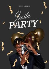 Party Announcement with Man Holding Camera