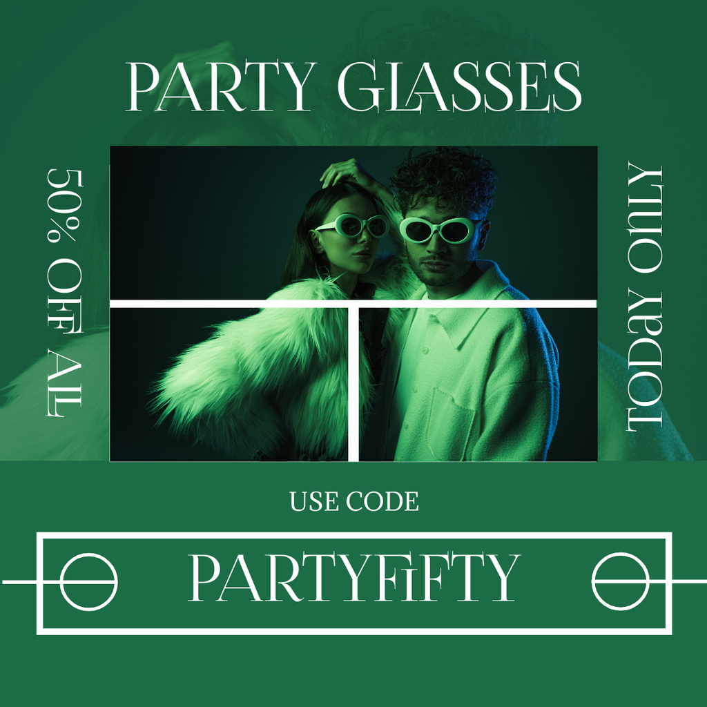 Ontwerpsjabloon van Instagram AD van Offer of Cool Party Glasses