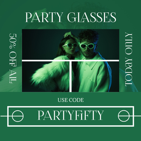 Designvorlage Angebot an coolen Partybrillen für Instagram AD