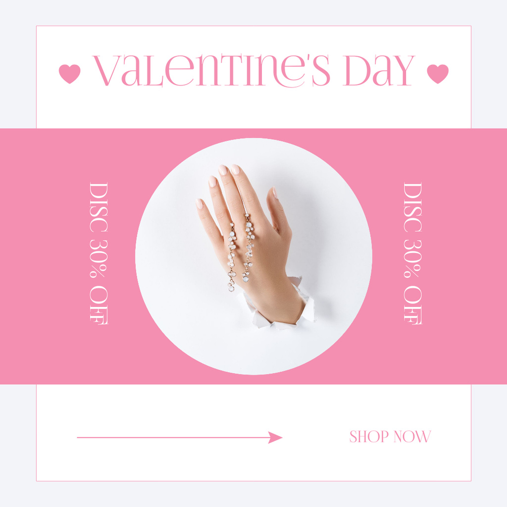 Valentine's Day Jewelery Discount Offer Instagram AD Design Template
