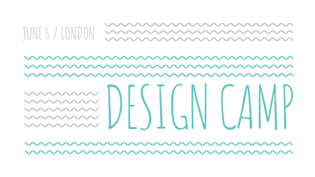 Ontwerpsjabloon van FB event cover van Design Camp promo on blue waves