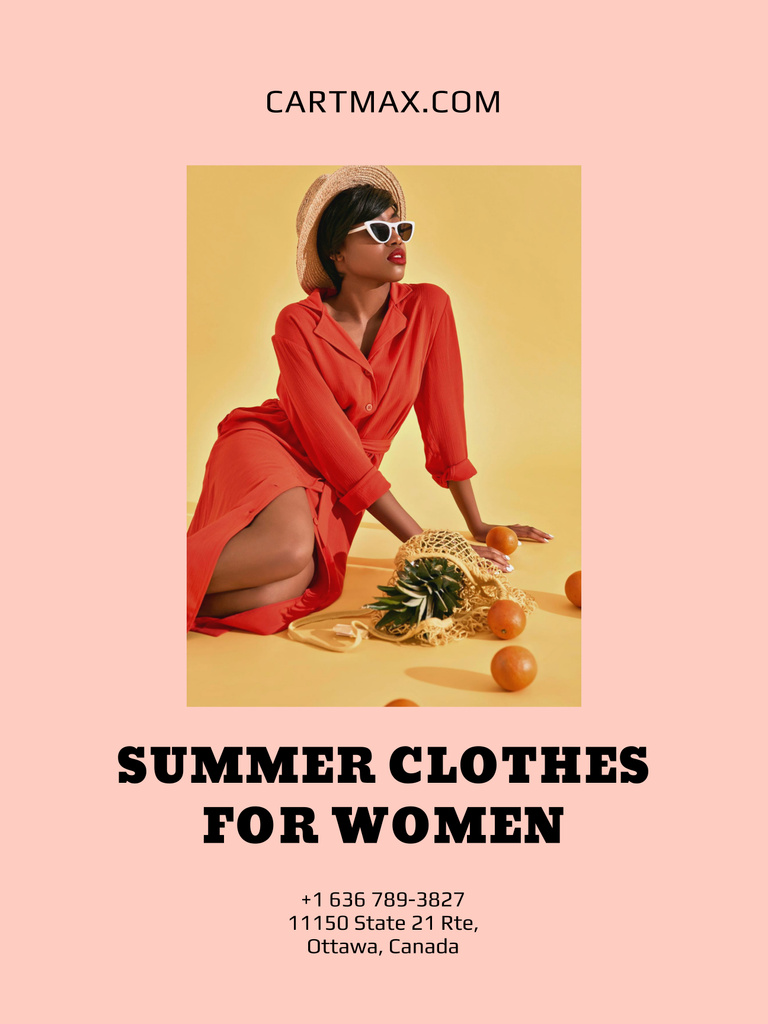 Modèle de visuel Summer Sale Ad with Stylish Woman in Sunglasses - Poster 36x48in