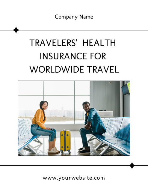 Ontwerpsjabloon van Flyer 8.5x11in van International Insurance Company with Couple of Travellers