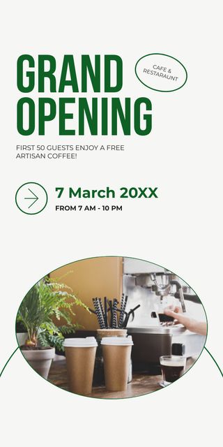 Plantilla de diseño de Cafe And Restaurant Grand Opening With Coffee Graphic 