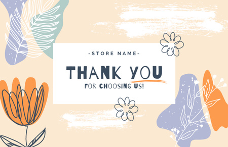 Platilla de diseño Thank You Message with Hand Drawn Flowers Thank You Card 5.5x8.5in