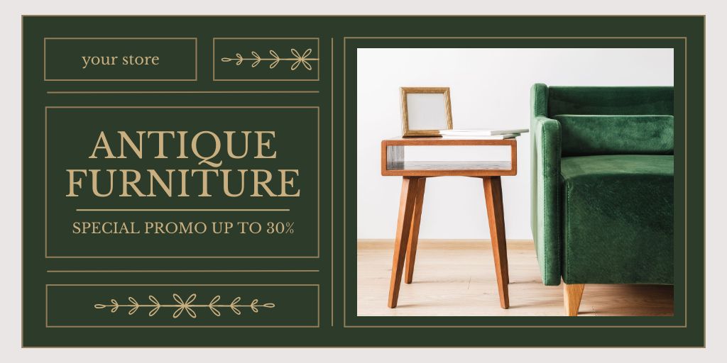 Ontwerpsjabloon van Twitter van Time-Honored Furniture Bargains In Green