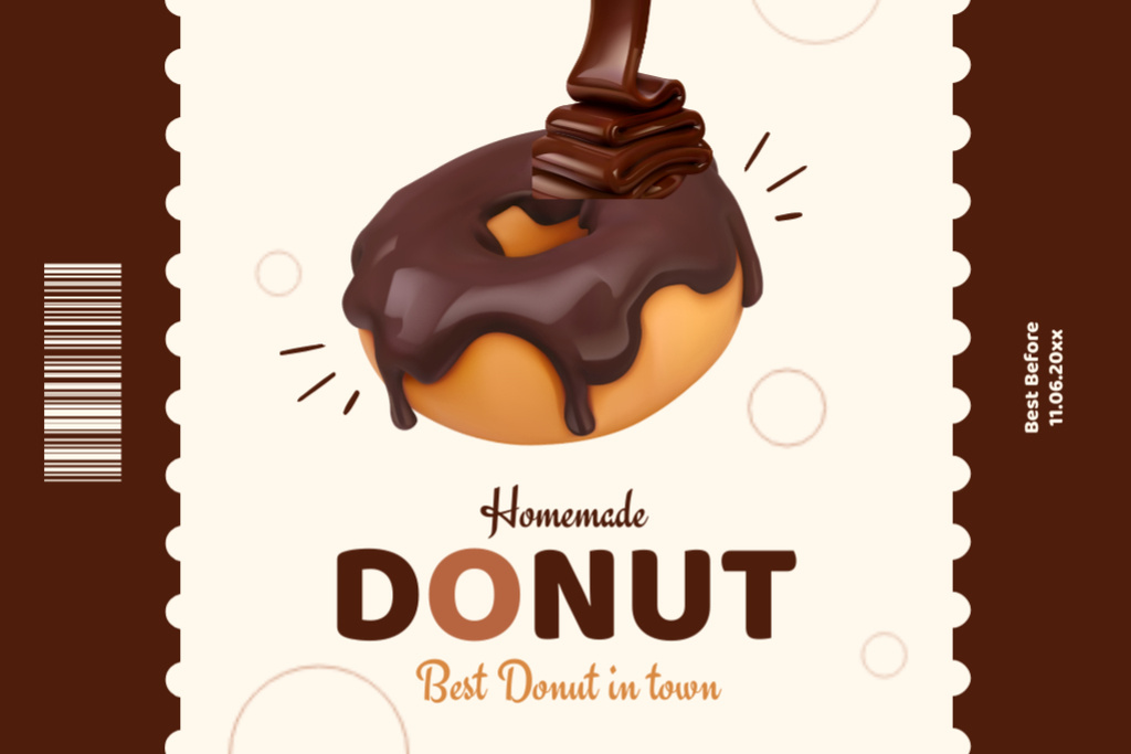 Homemade Chocolate Donuts Label Modelo de Design