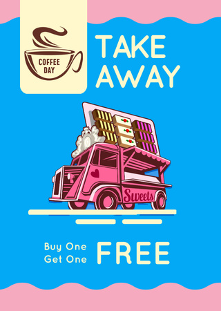 Plantilla de diseño de Van with Coffee to-go Offer Flyer A6 