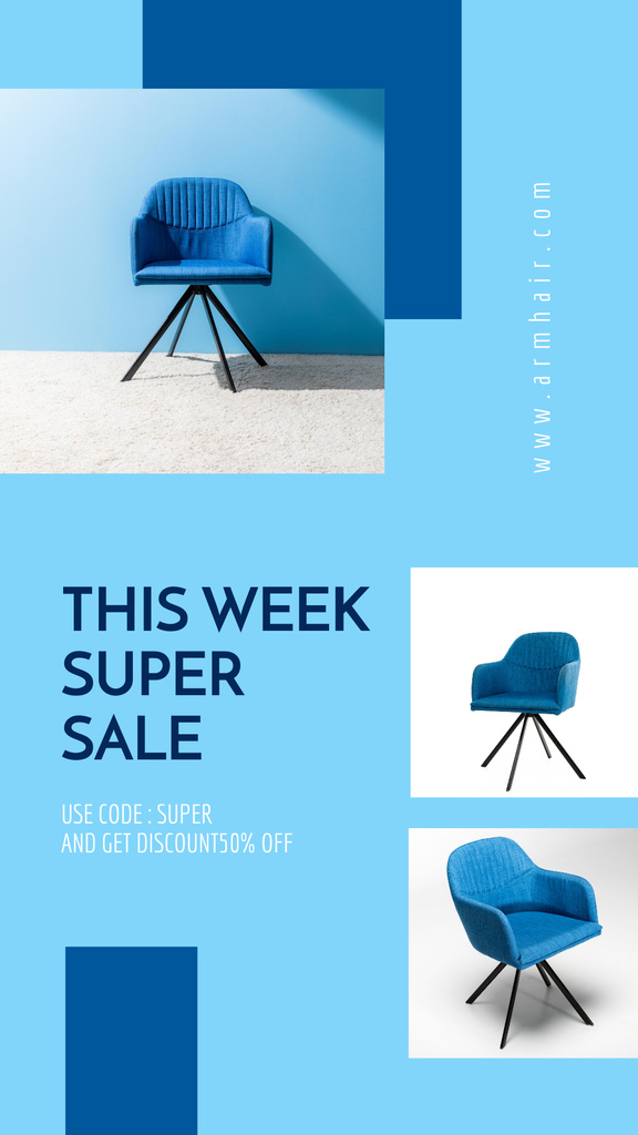 Designvorlage Furniture Offer with Stylish Armchairs Collage für Instagram Story