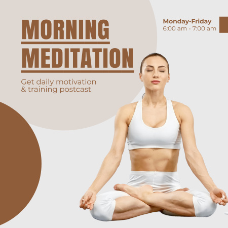 Platilla de diseño Morning Meditation Podcast Cover with Woman Podcast Cover