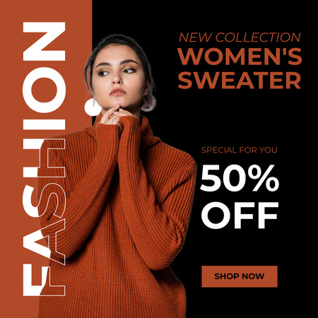 Advertising New Collection of Women's Sweaters Instagram Design Template