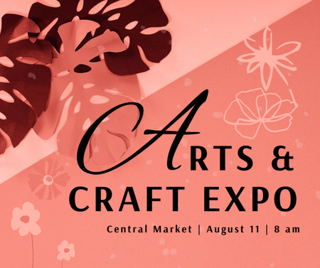 Arts And Crafts Expo Announcement With Floral Illustration Facebook Design Template