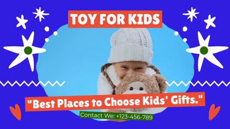 Template di design Cute Girl in Knitted Cozy Clothes with Teddy Bear Full HD video